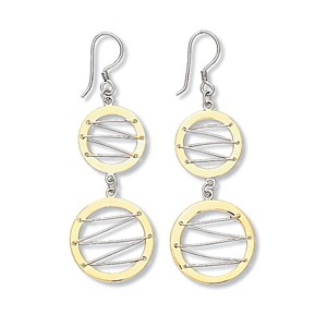 Two Tone Zig-zag Laced Circle Dangles